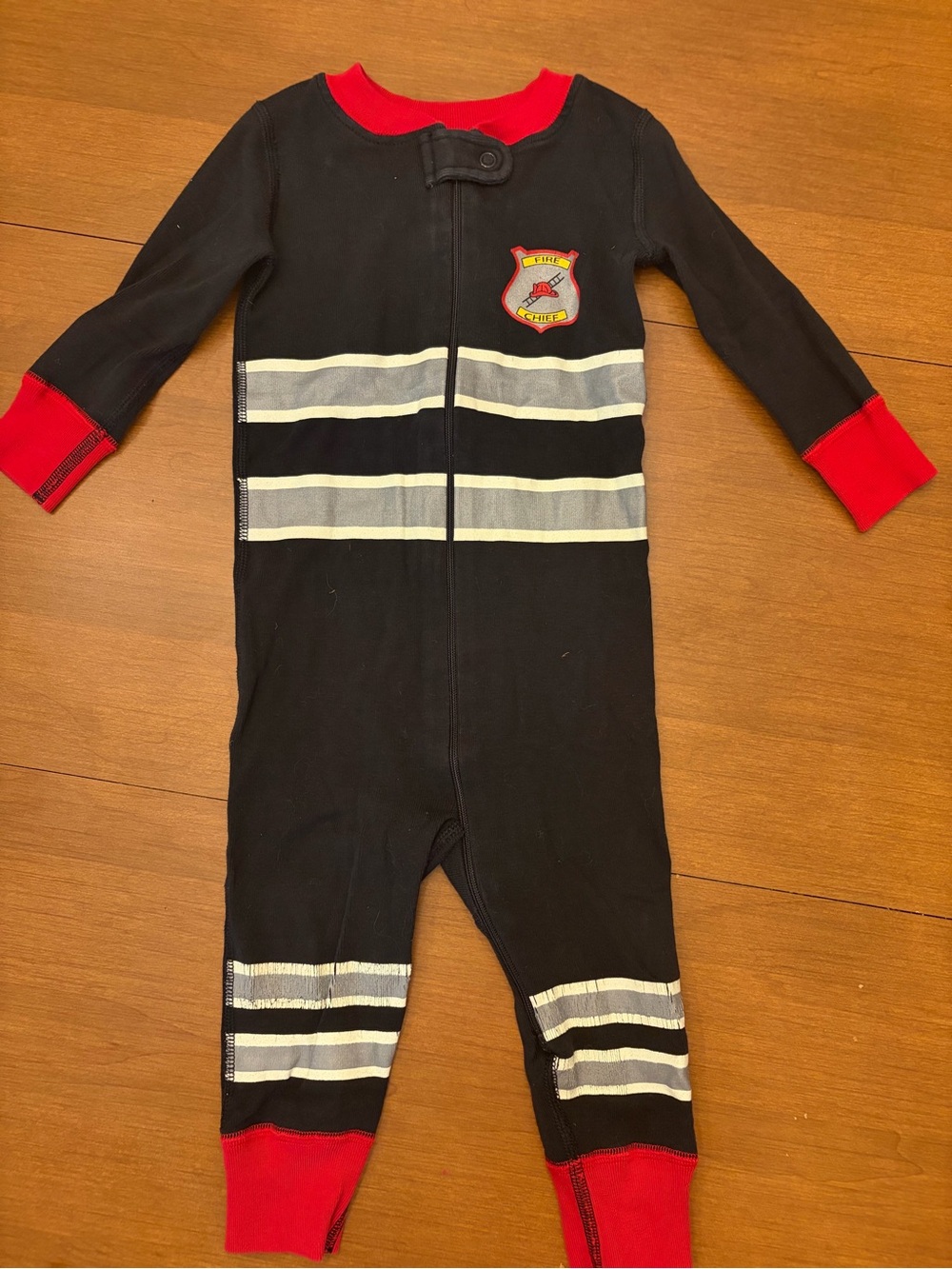 Hanna Andersson Black & Red Firefighter One-Piece Pajamas